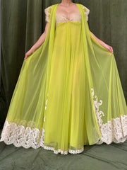 1960s Chartreuse Tricot Nylon Set - S