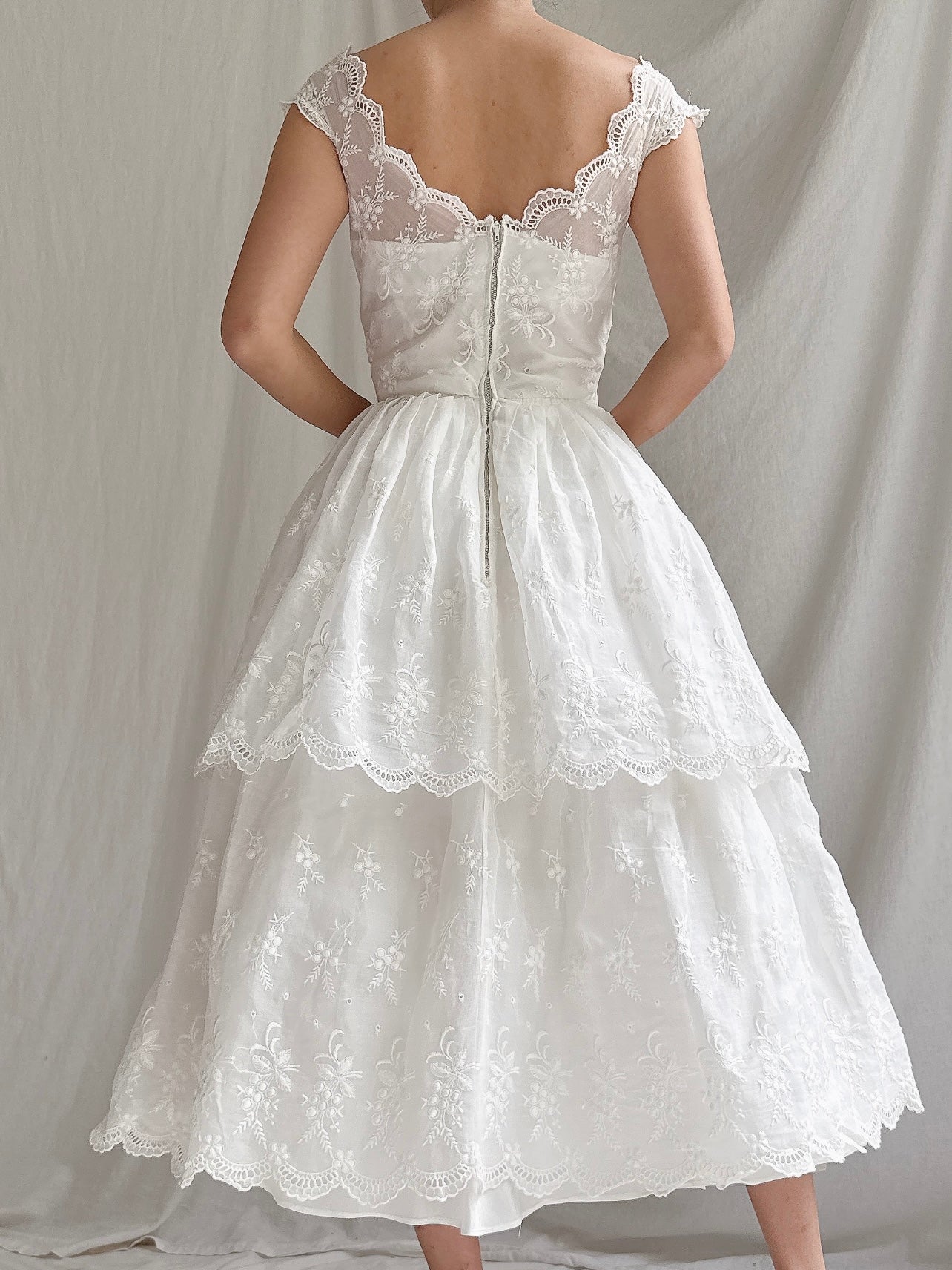 1950s Tea-Length Tiered Dress - XS