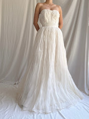 1950s Organdy Strapless Gown - XS