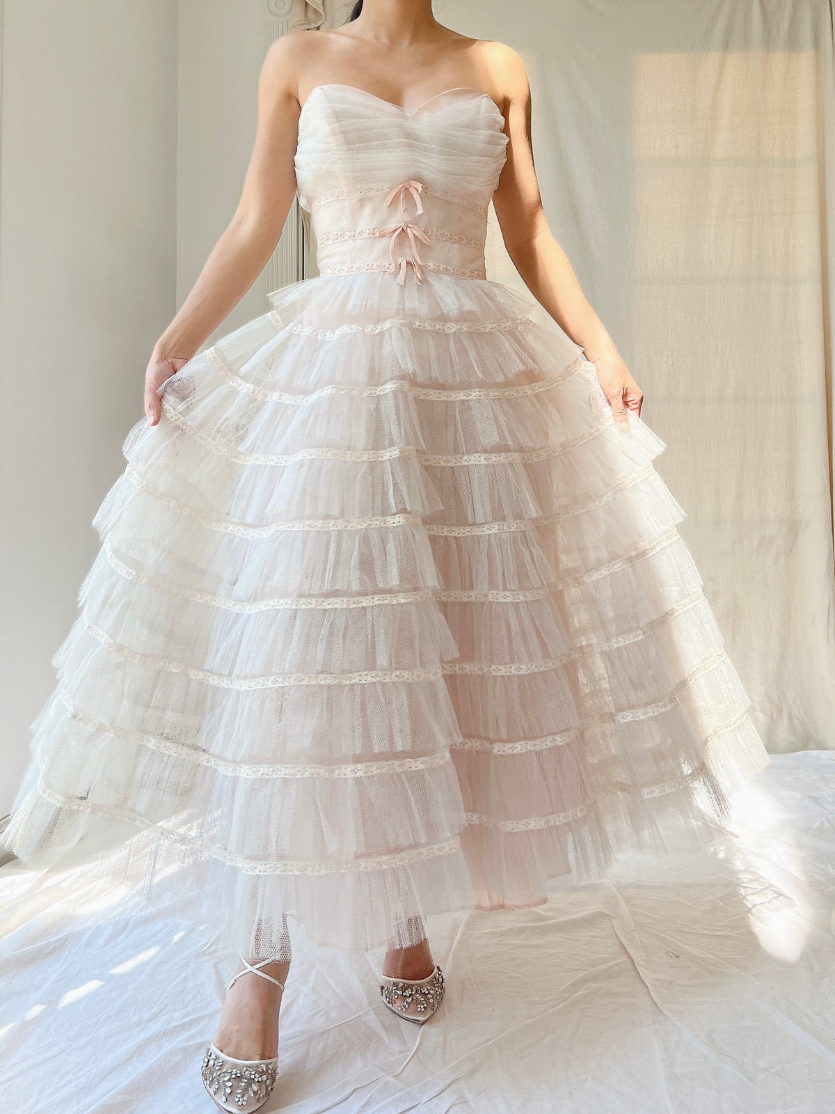 1950s Tulle Blush Dress - XS/S