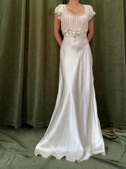 1930s Silk Chiffon/Charmeuse Gown - S