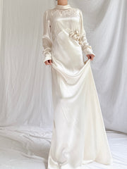 1930s Satin Slip Long Sleeve Slip Gown - S