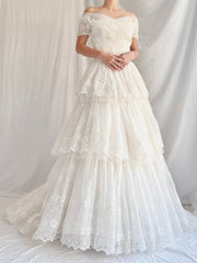 1950s Organza Embroidered Gown - XS