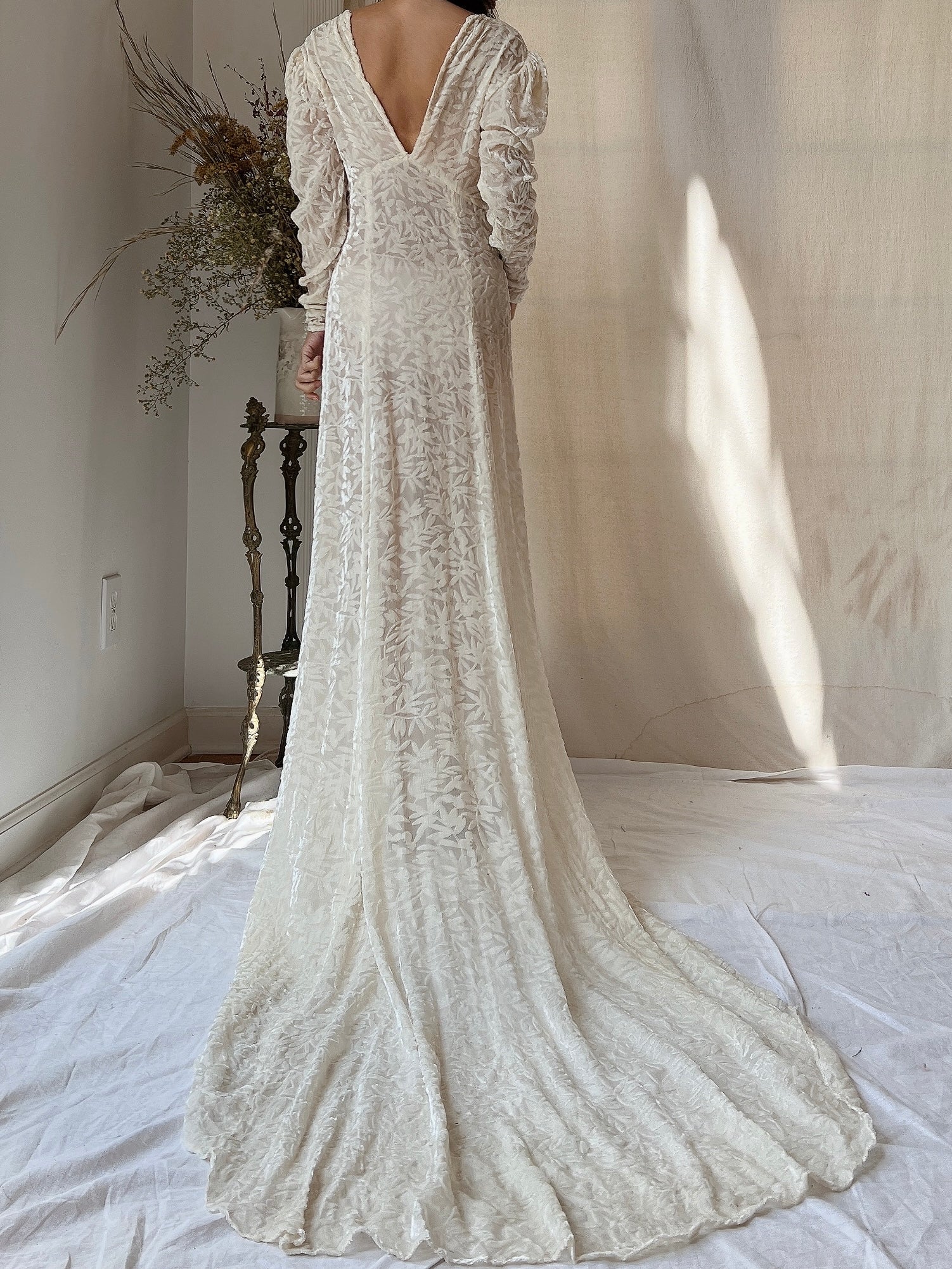 1930s Silk Velvet Devore Gown - XS