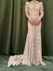 1930s Ecru Long Sleeve Gown - XS