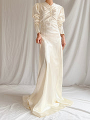 1940s Satin Long Sleeve Gown - S