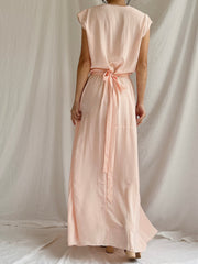 1930s Peach Silk Slip Dress - S/M