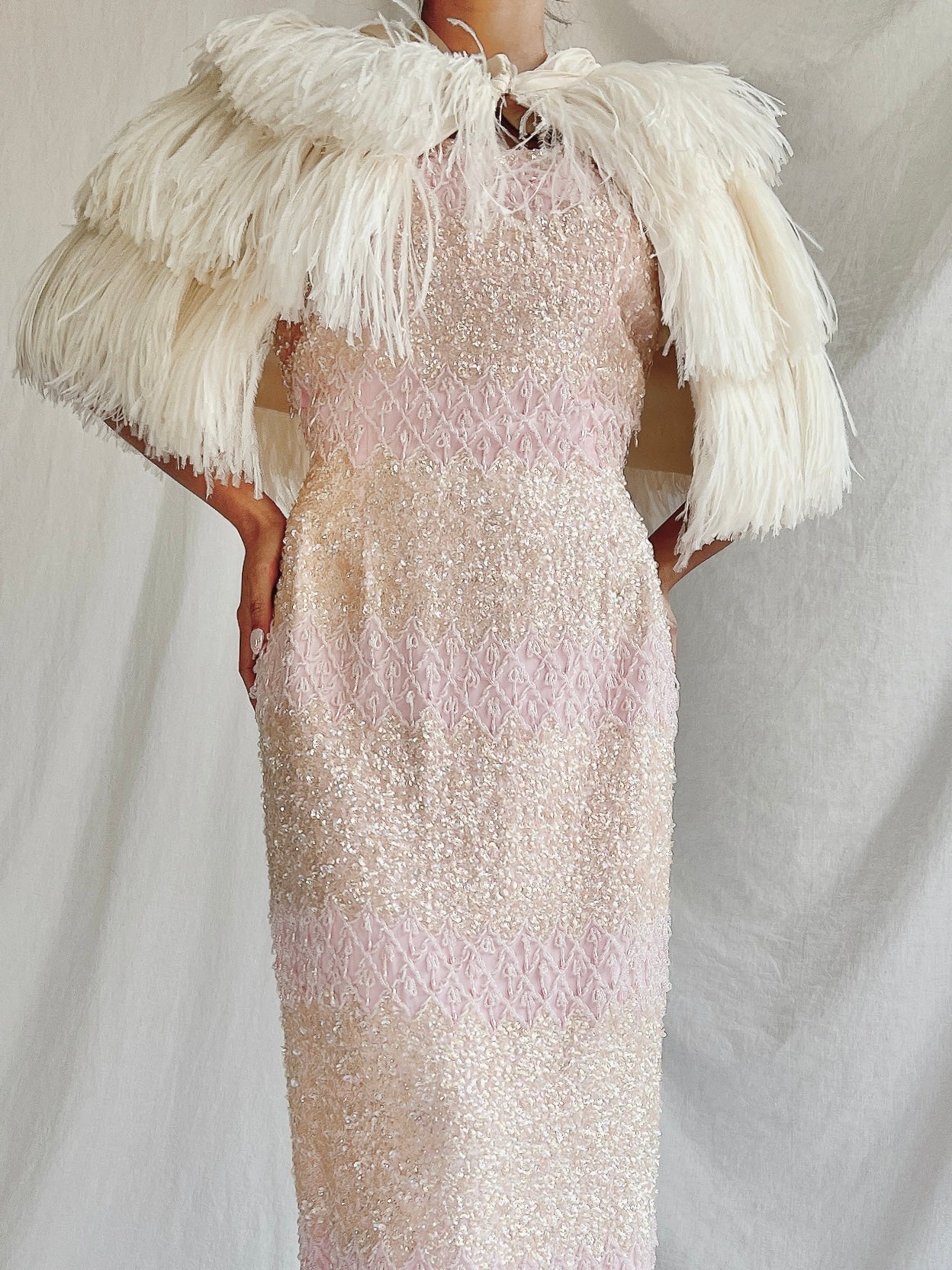 1930s Rayon and Feather Capelet - OSFM