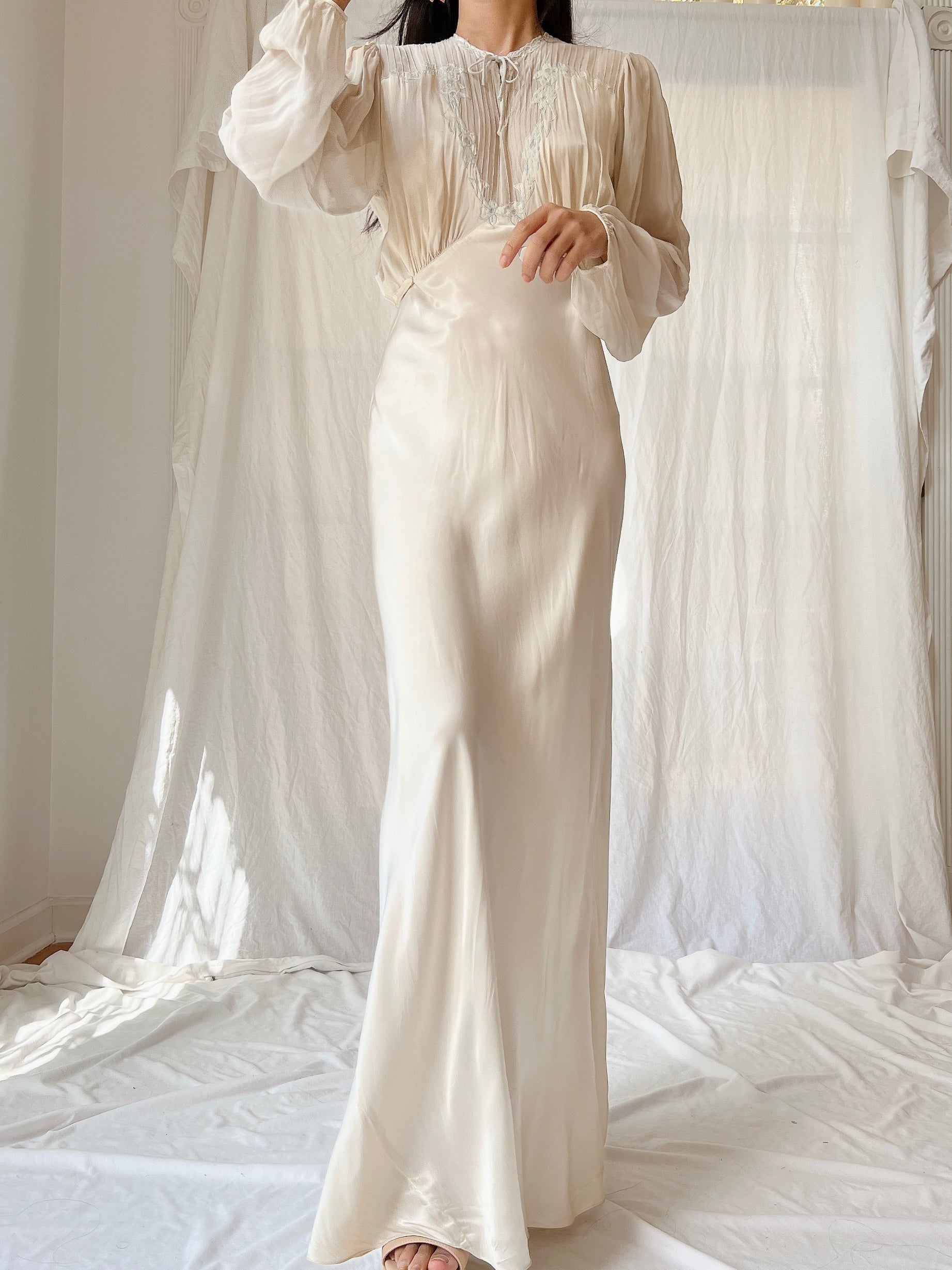 1930s Silk Satin Gown - S