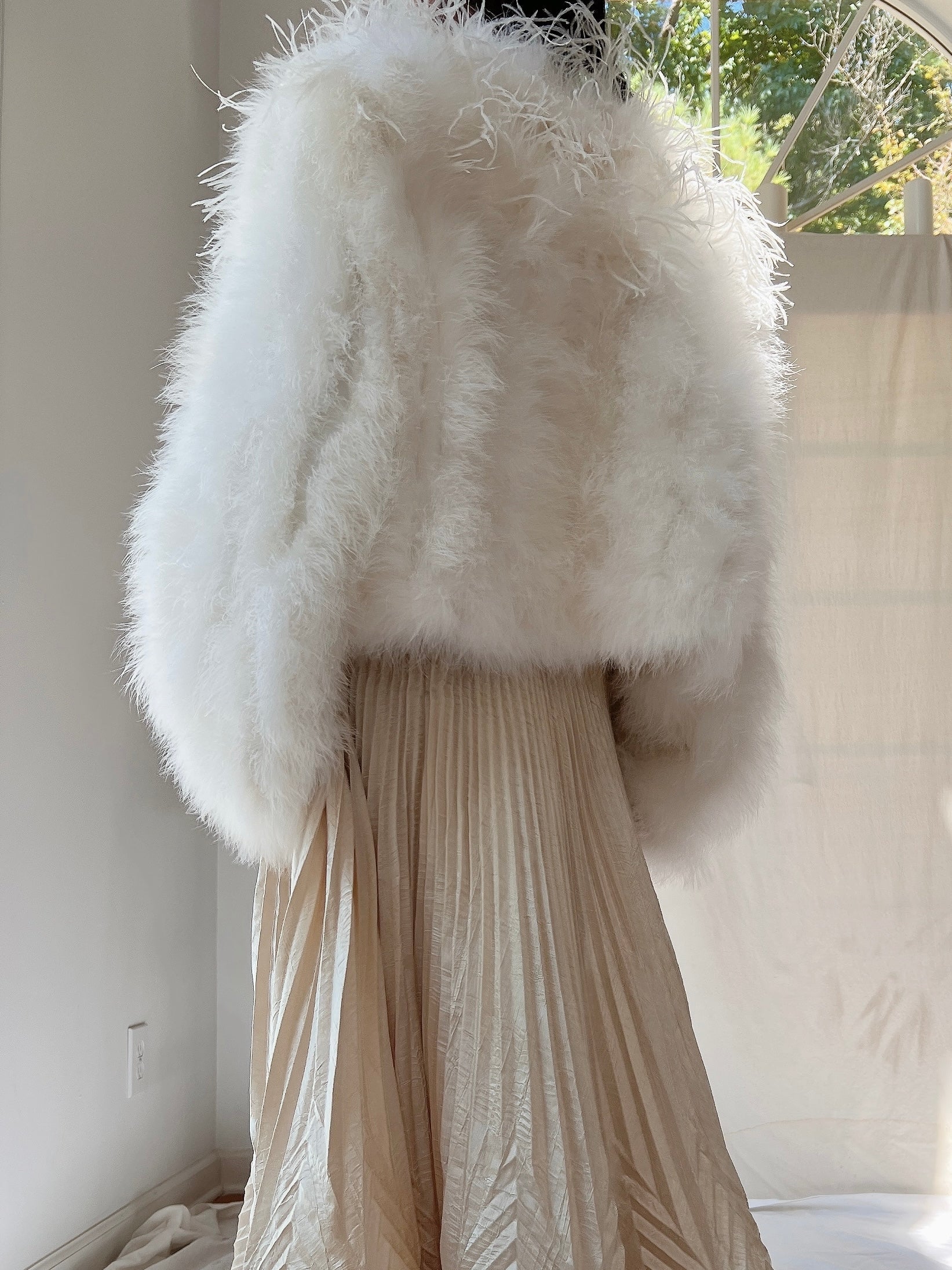 1950s Ivory Ostrich and Marabou Feather Jacket - S/M