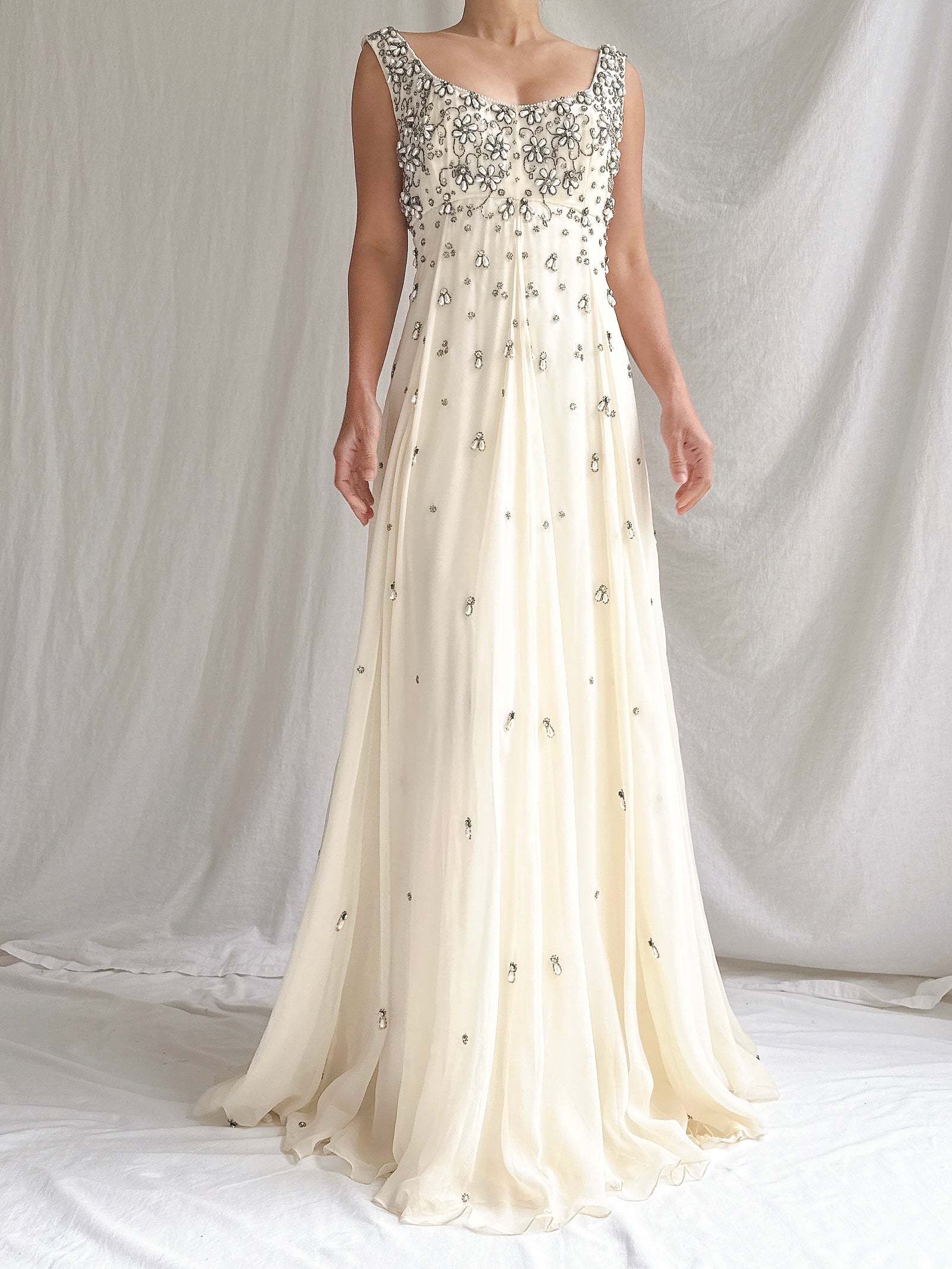 1960s Hand-Beaded Pearl Gown - S/M