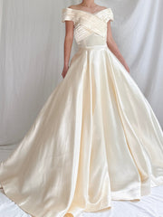 1950s Slipper Satin Wide Collar Gown -  XS