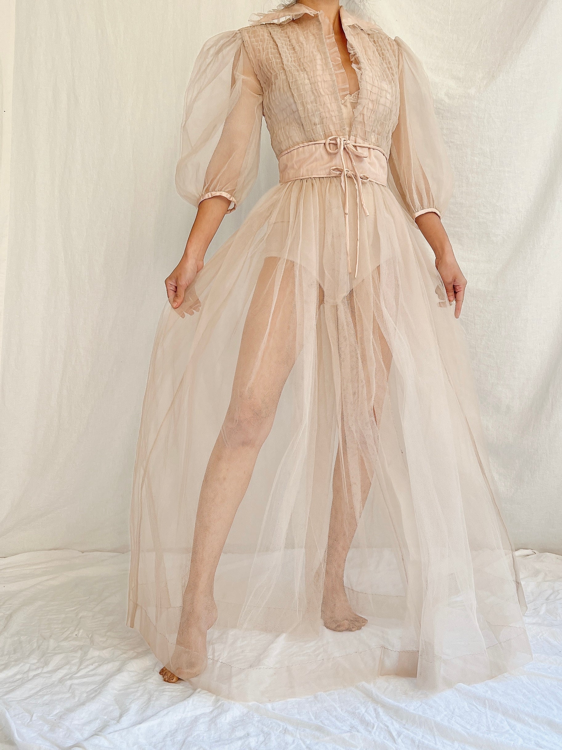 1940s Tulle Dressing Gown - XS