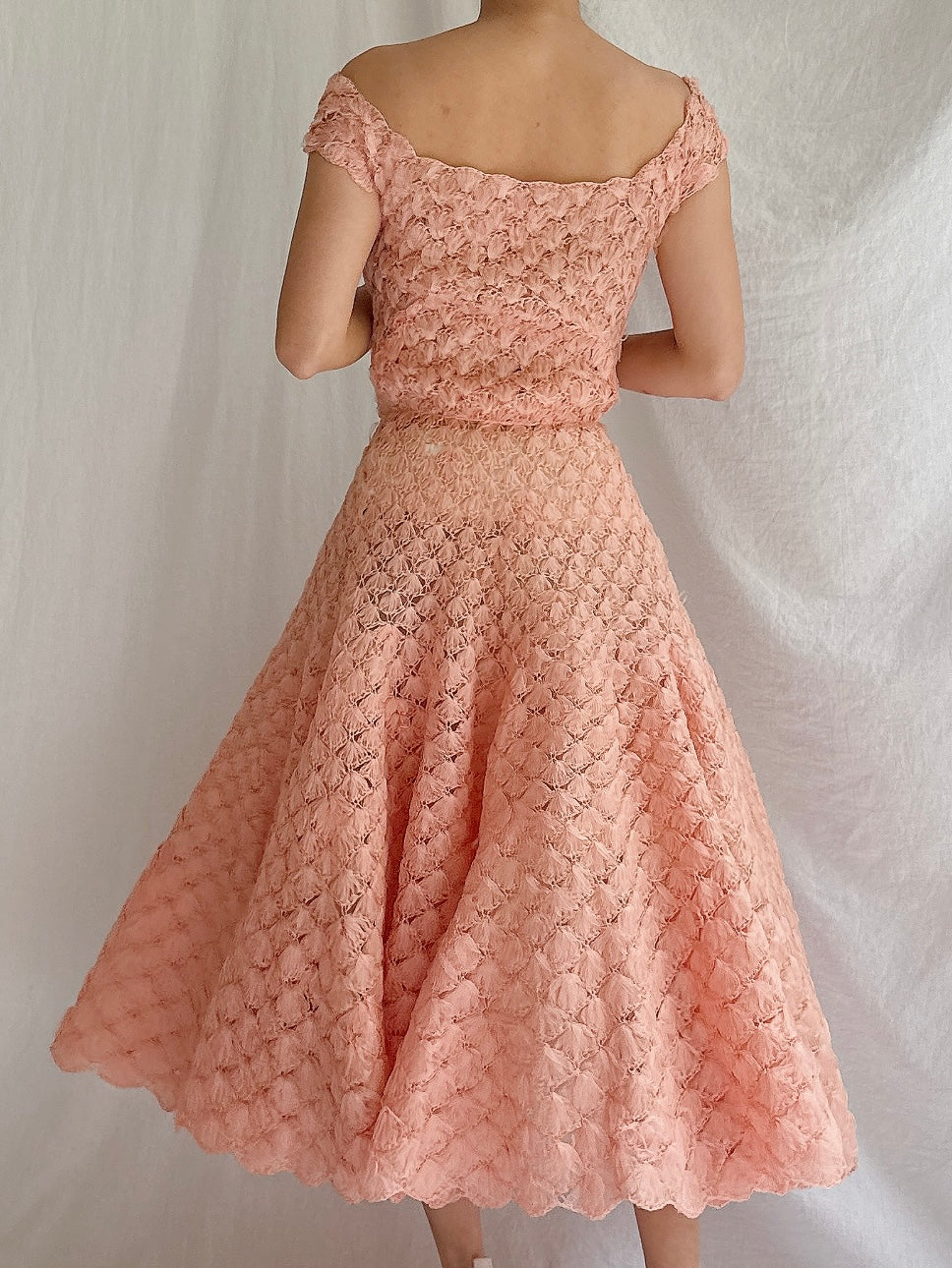 1950s Silk Ribbon Woven Dress - S