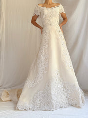 1950s Silk Organza and Lace Gown - XS