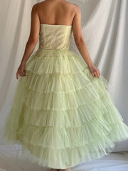 1950s Apple Green Tulle Dress - XS
