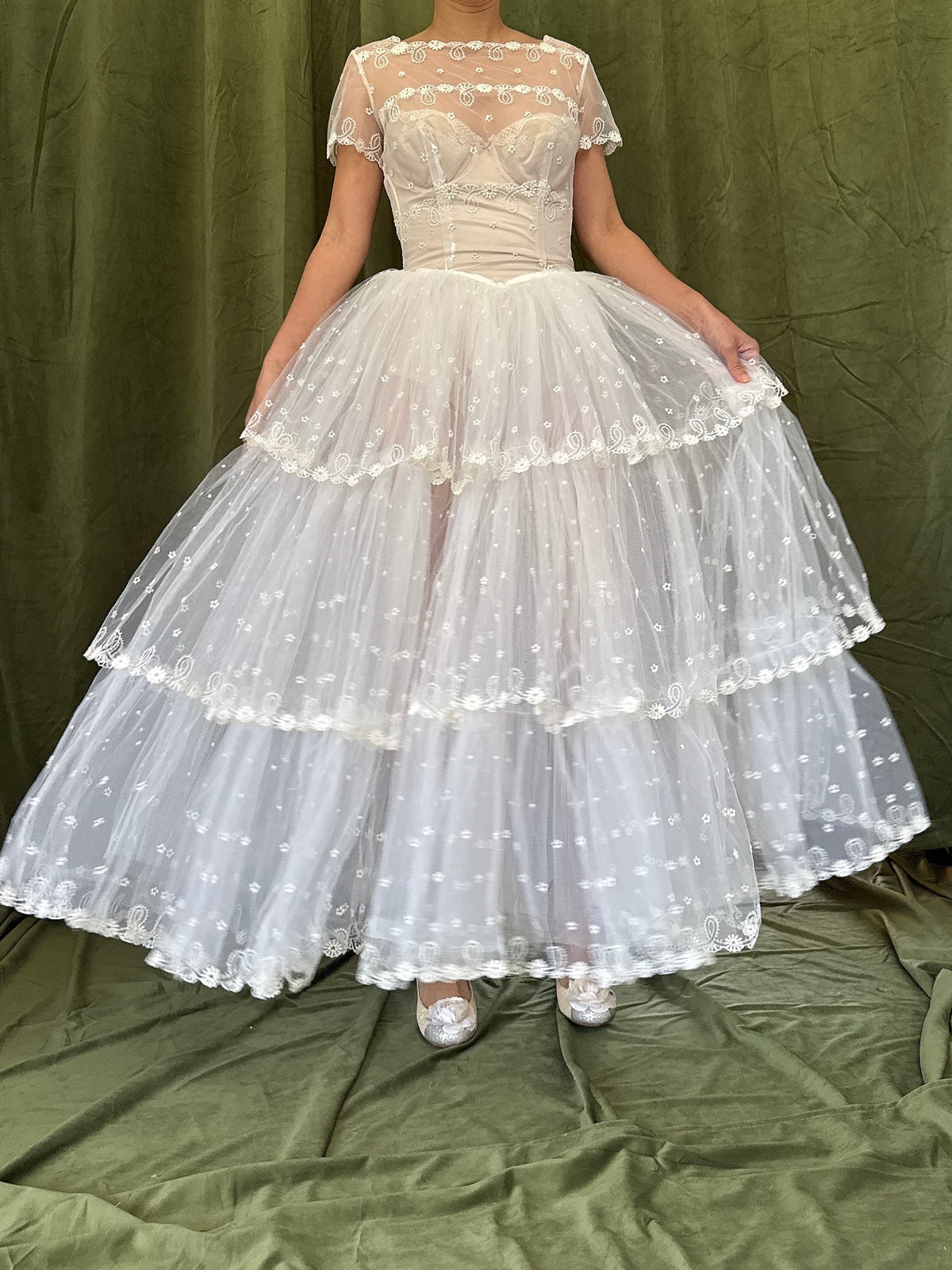 1950s Tea-Length Tulle Dress - XS