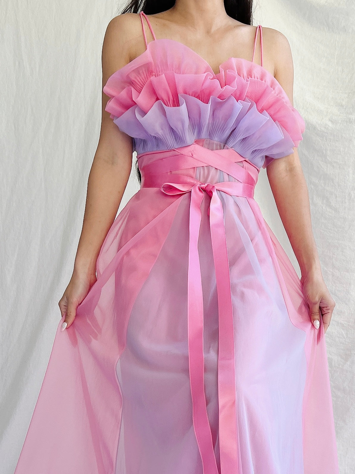 1950s Nylon Petal Bust Dress - S