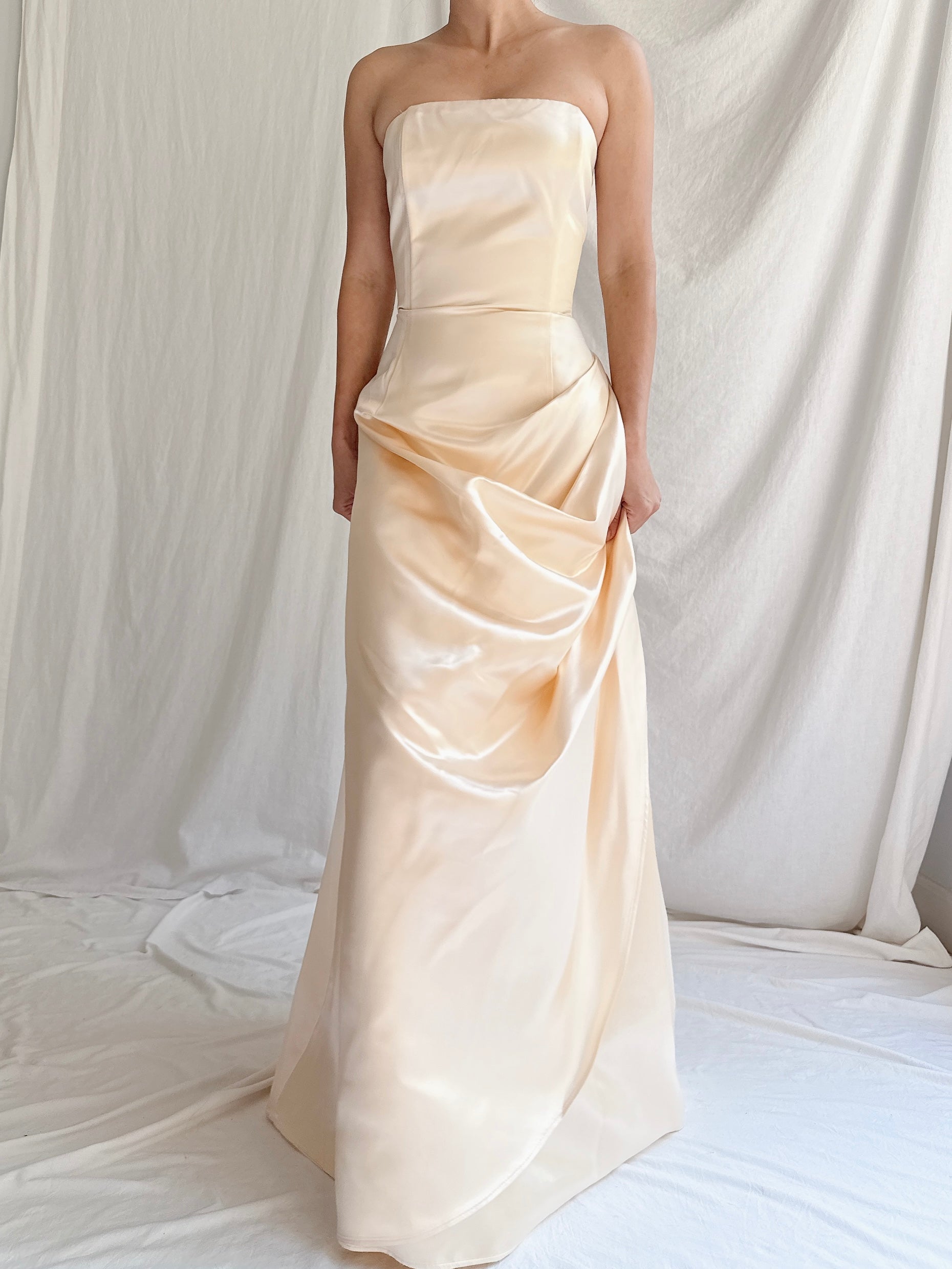 00s Jessica McClintock Butter Champagne Dress - S