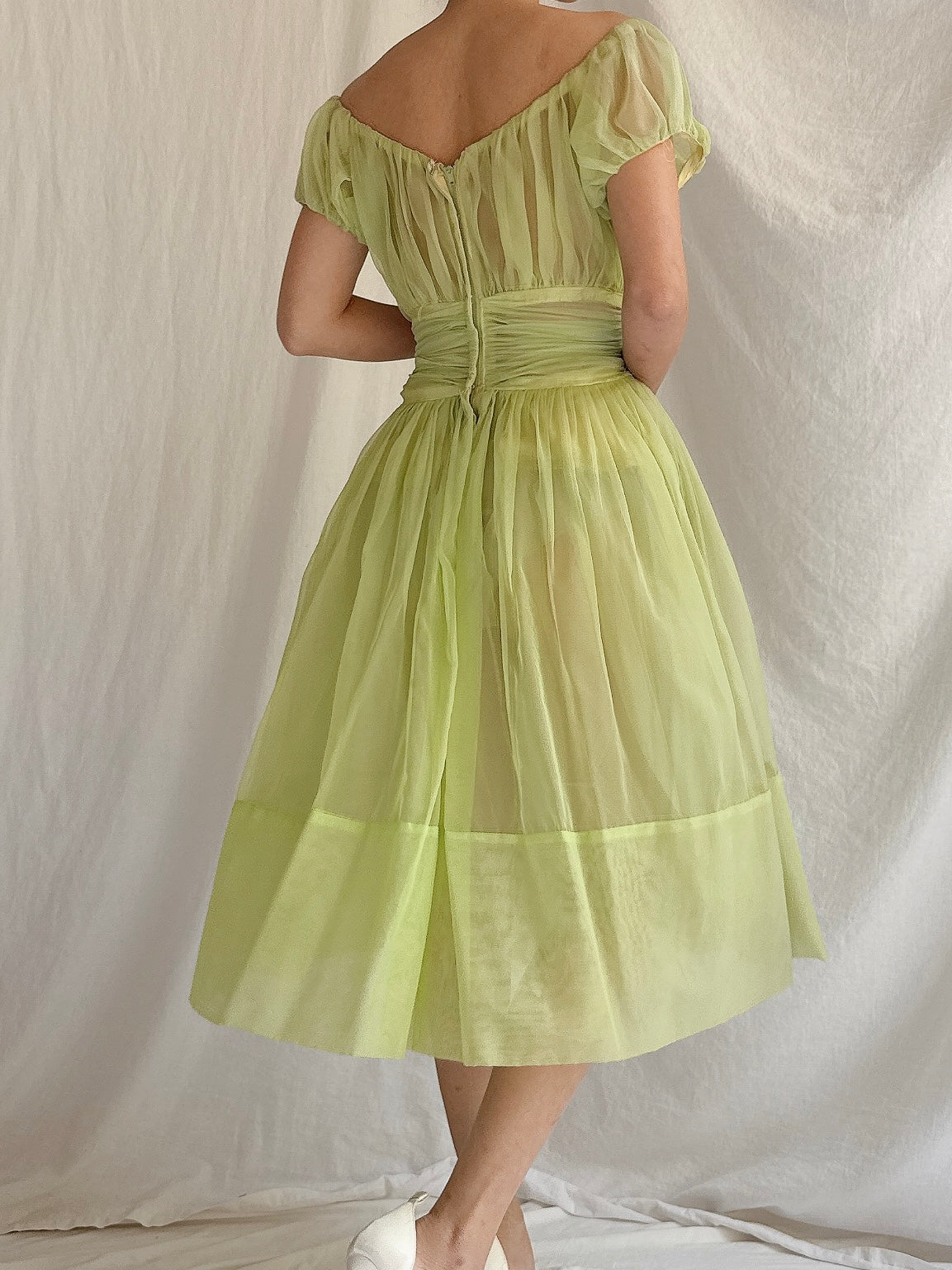 1950s Sheer Voile Dress - S