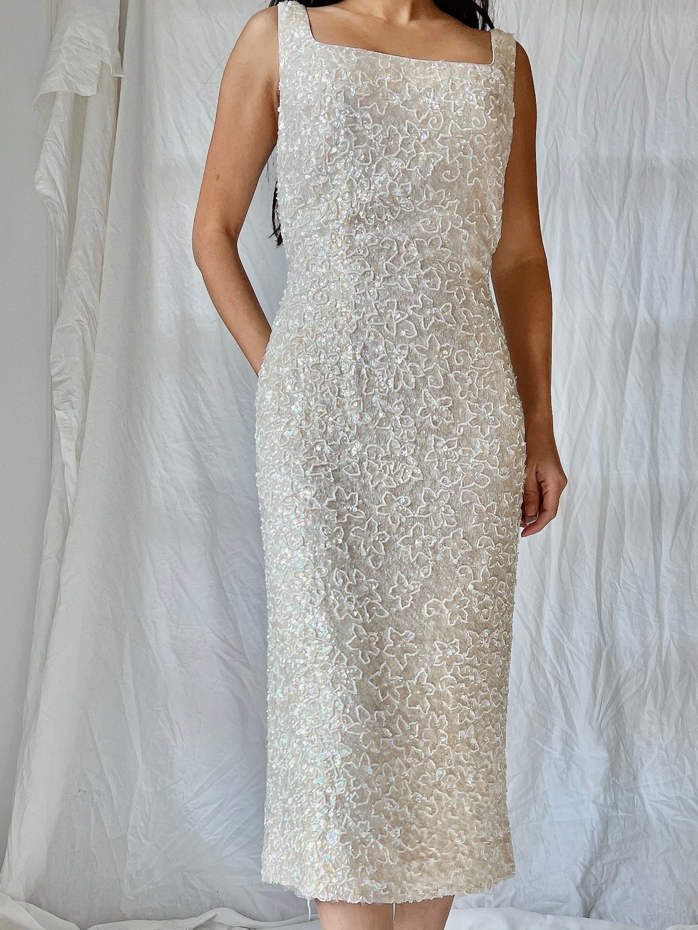 1950s Sequins Beaded Dress - M