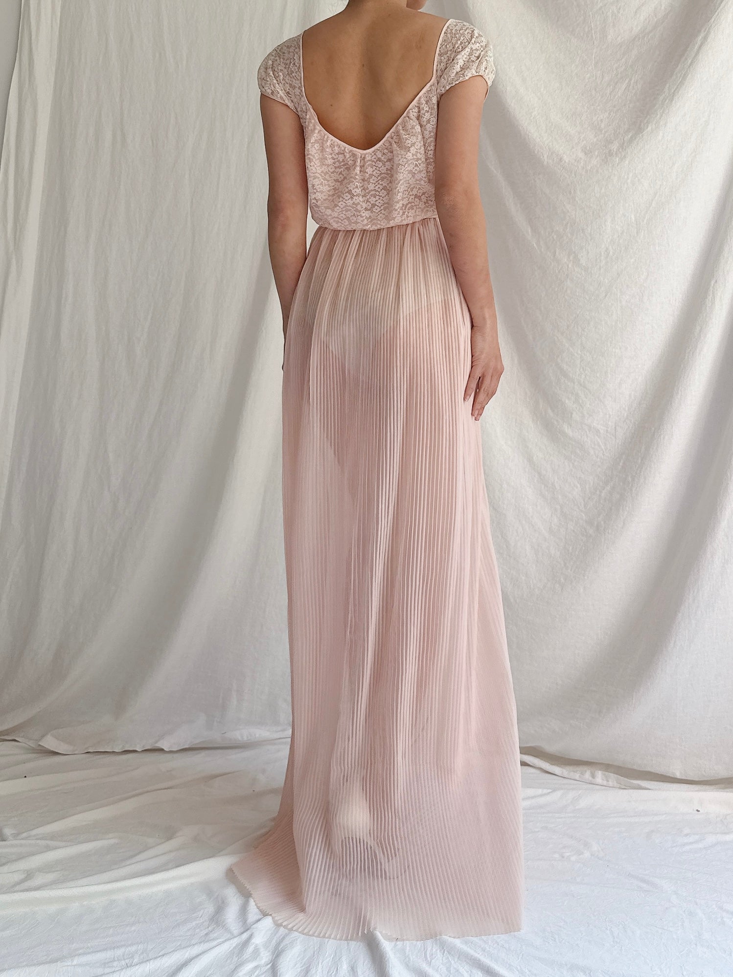 1950s Nylon Pleated Slip Dress - S