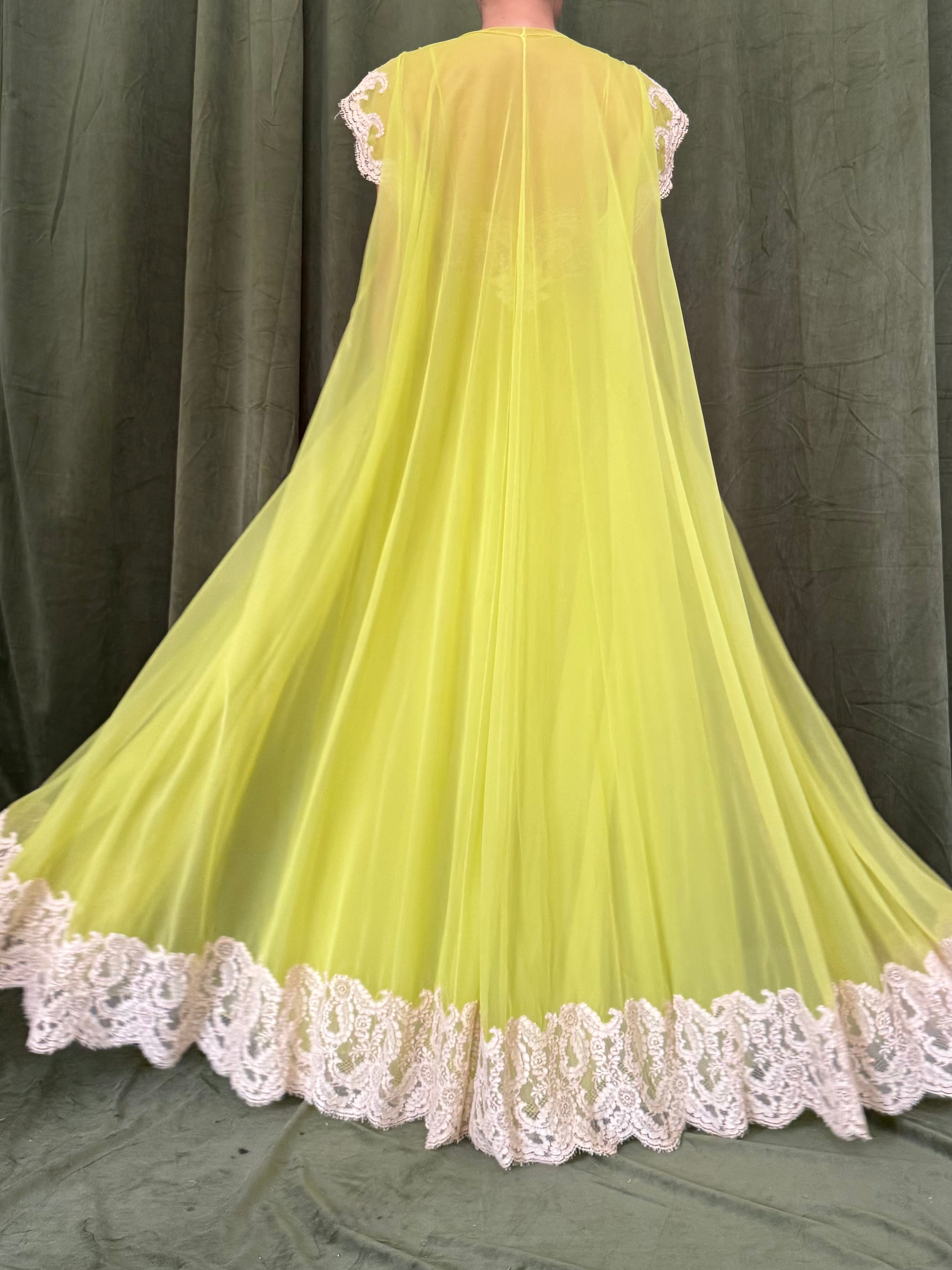 1960s Chartreuse Tricot Nylon Set - S