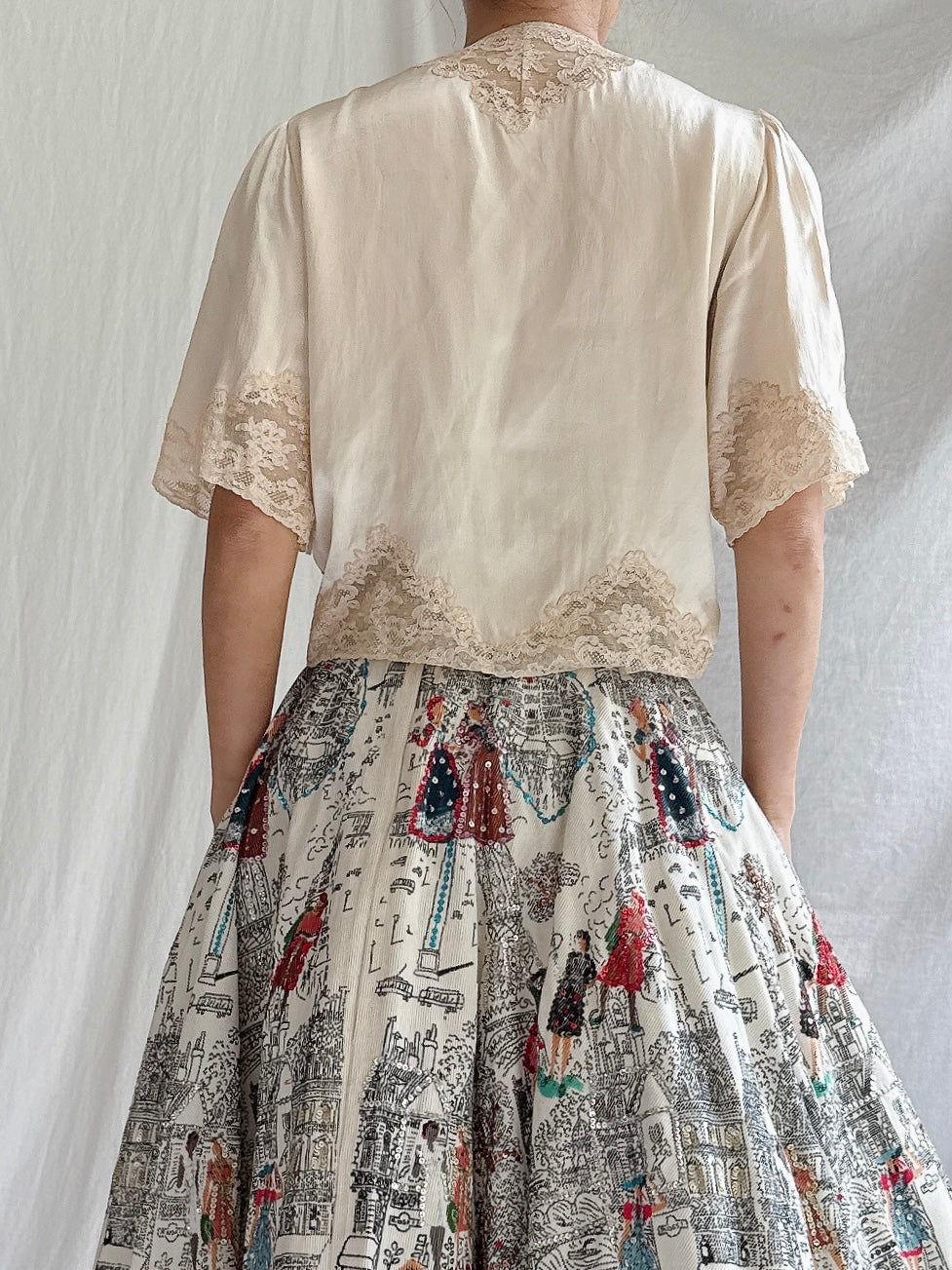1930s Silk and Lace Top - S-M