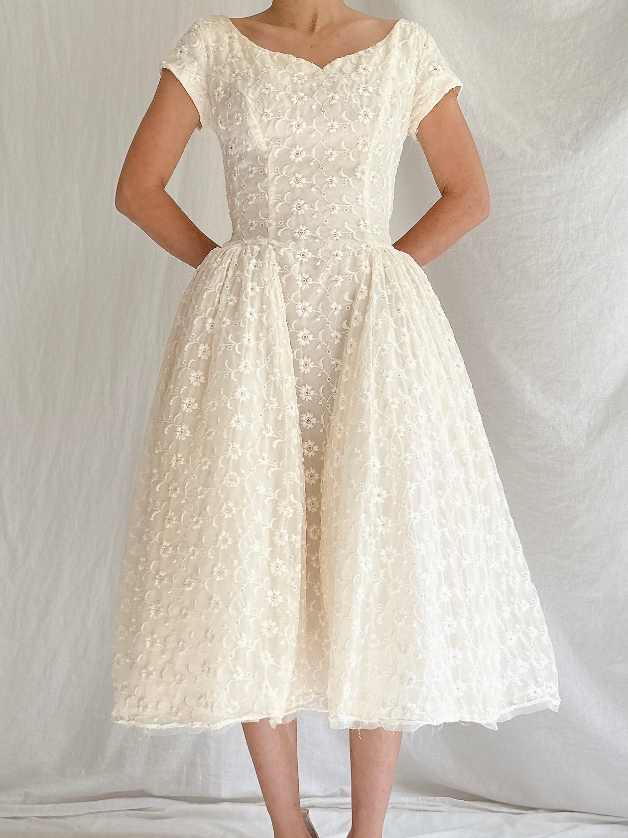 1950s Embroidered Dress - XS