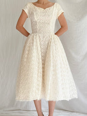 1950s Embroidered Dress - XS