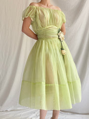 1950s Sheer Voile Dress - S