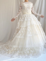 1950s Tulle and Lace Gown - XS