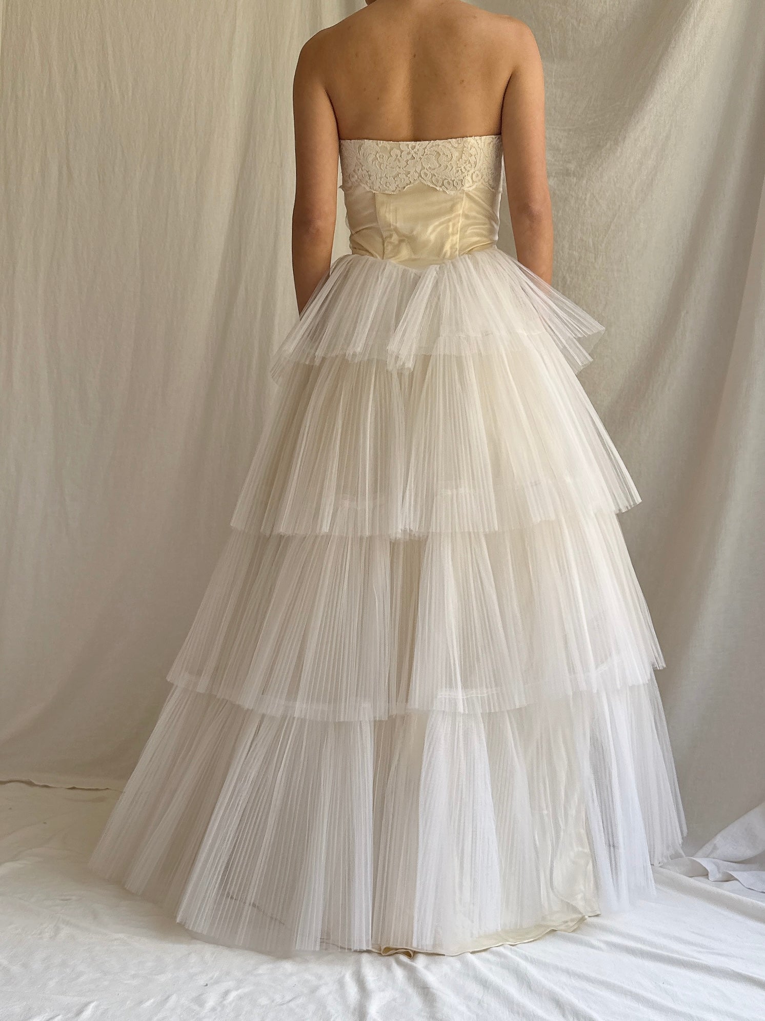 1950s Pleated Tulle Dress - XS