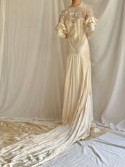1930s Silk and Lace Gown - XXS