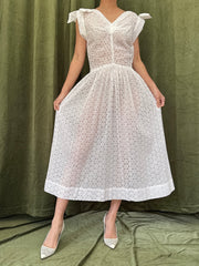 1950s Organdy Cutout Dress - XXS