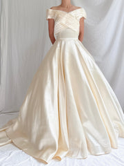 1950s Slipper Satin Wide Collar Gown -  XS