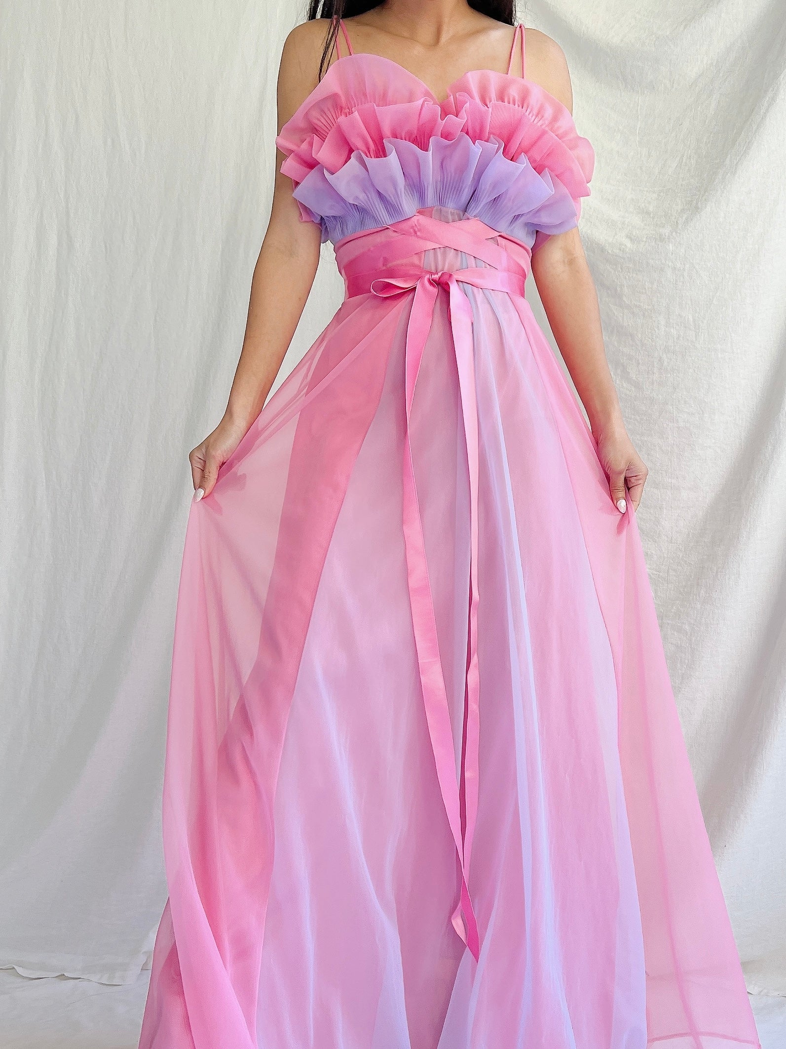 1950s Nylon Petal Bust Dress - S