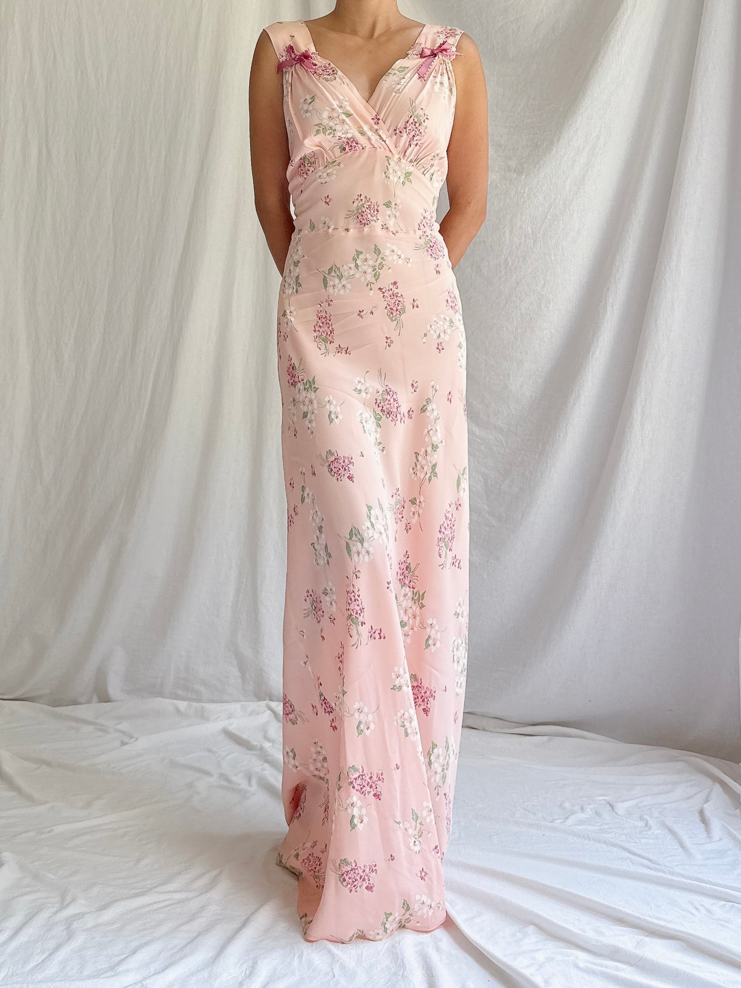 1930s Rayon Floral Dress - S/M