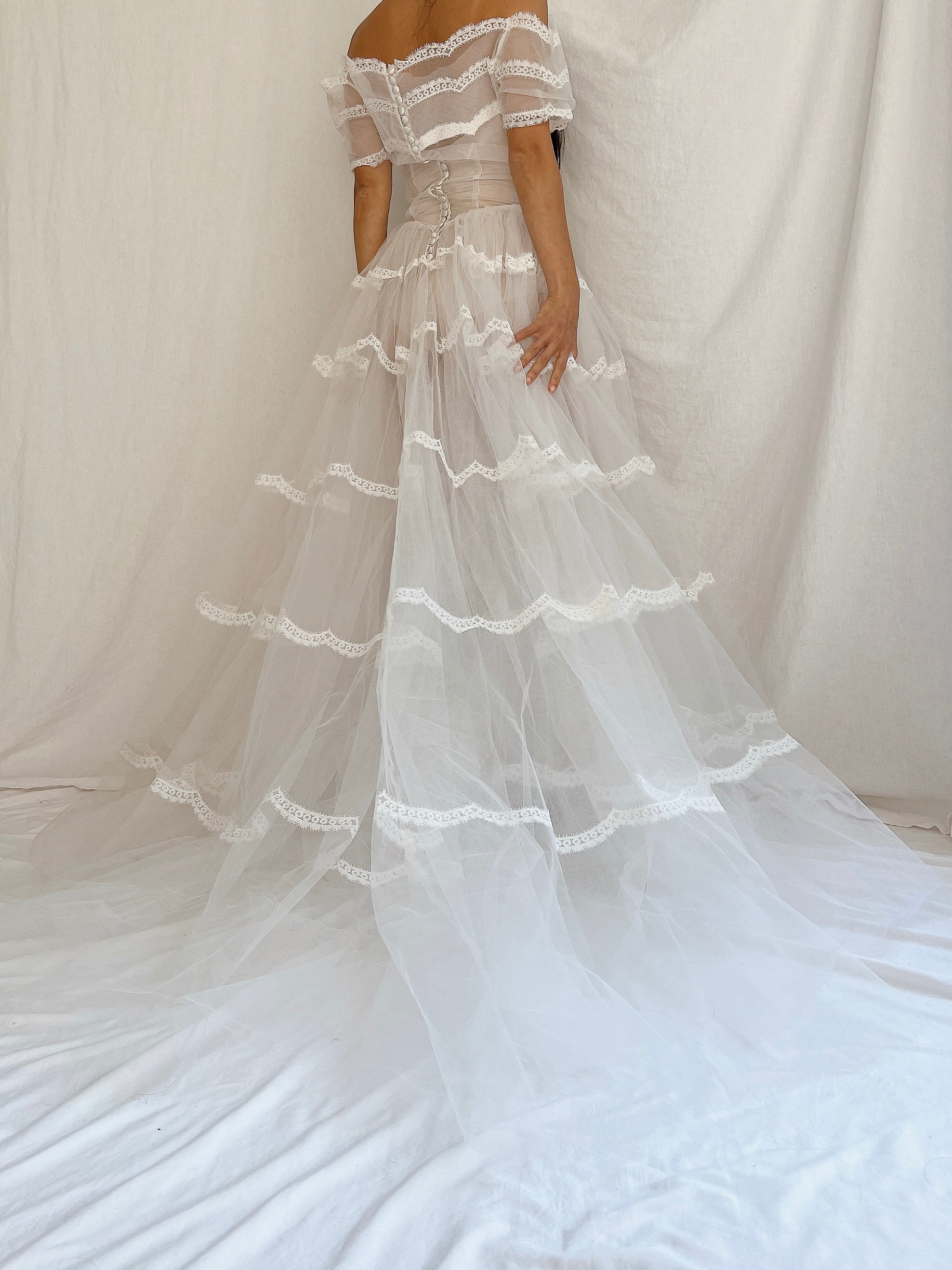1950s Sheer Tulle Dress - S