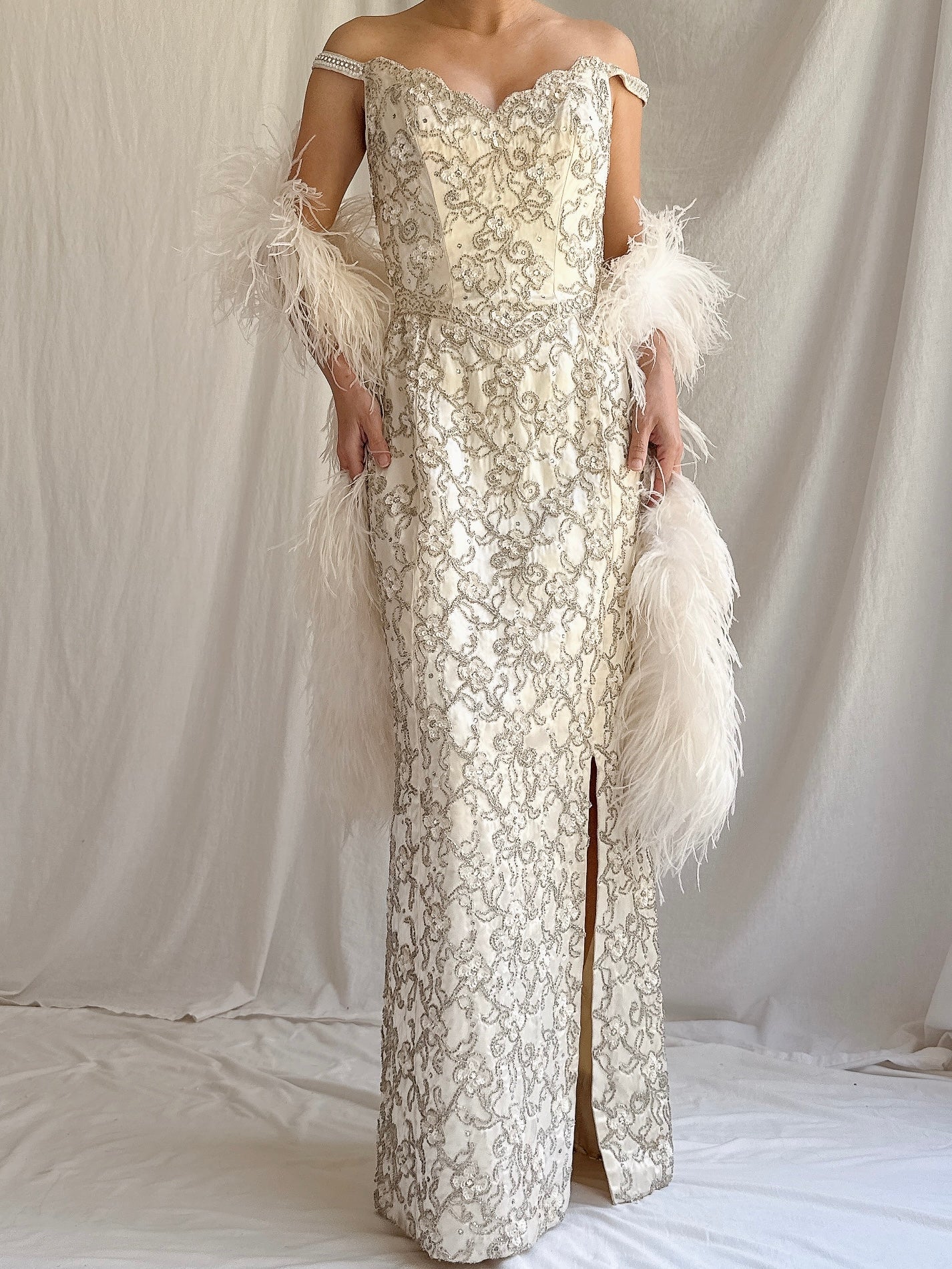 1960s Hand Beaded Gown - XS
