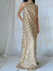 1960s Gold Sequins Dress - M
