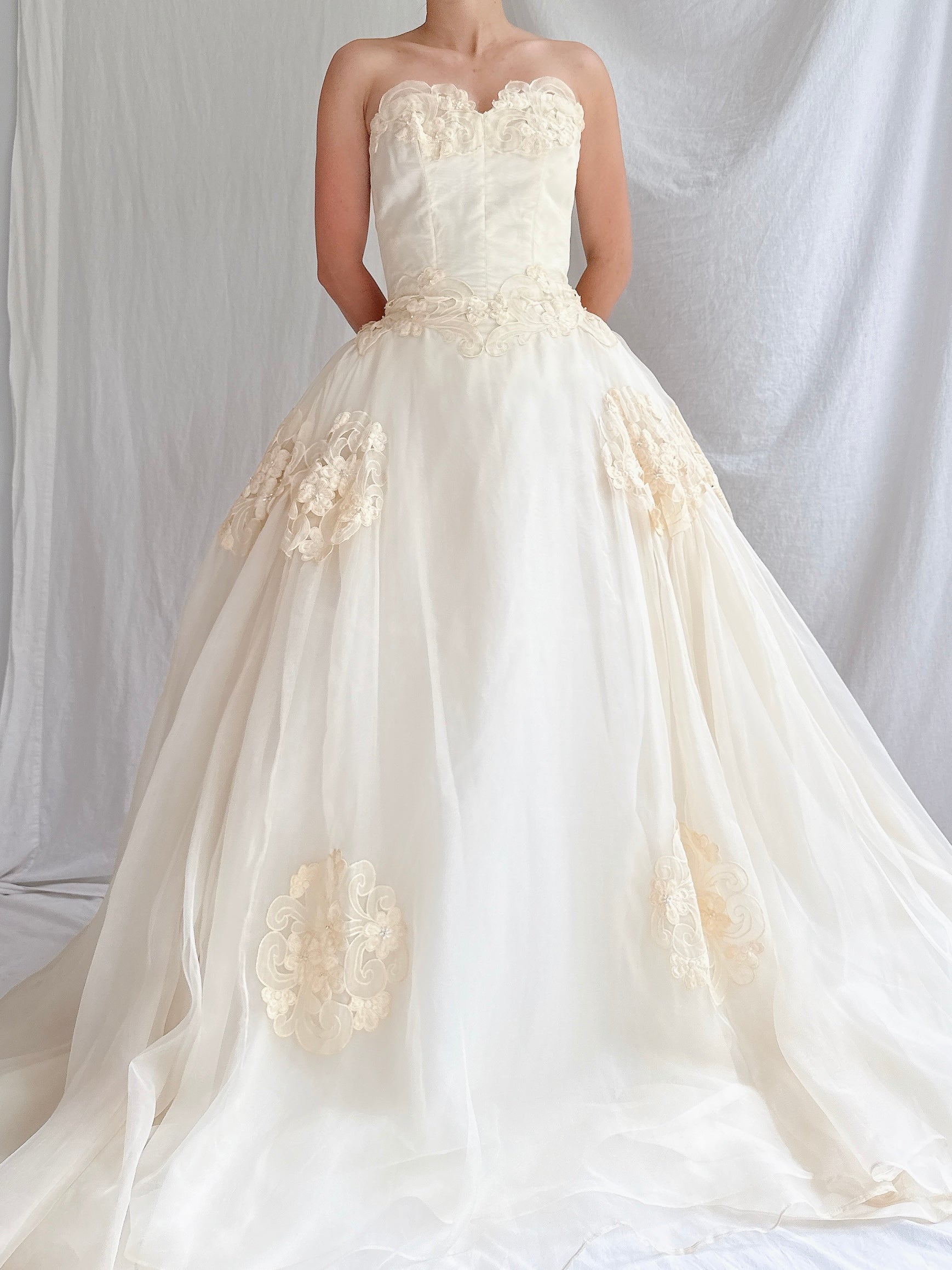 1950s Organza Sweetheart Gown - XS
