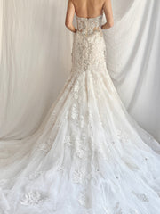 00 Strapless Corded Silk Lace Bustier Dress - S/6