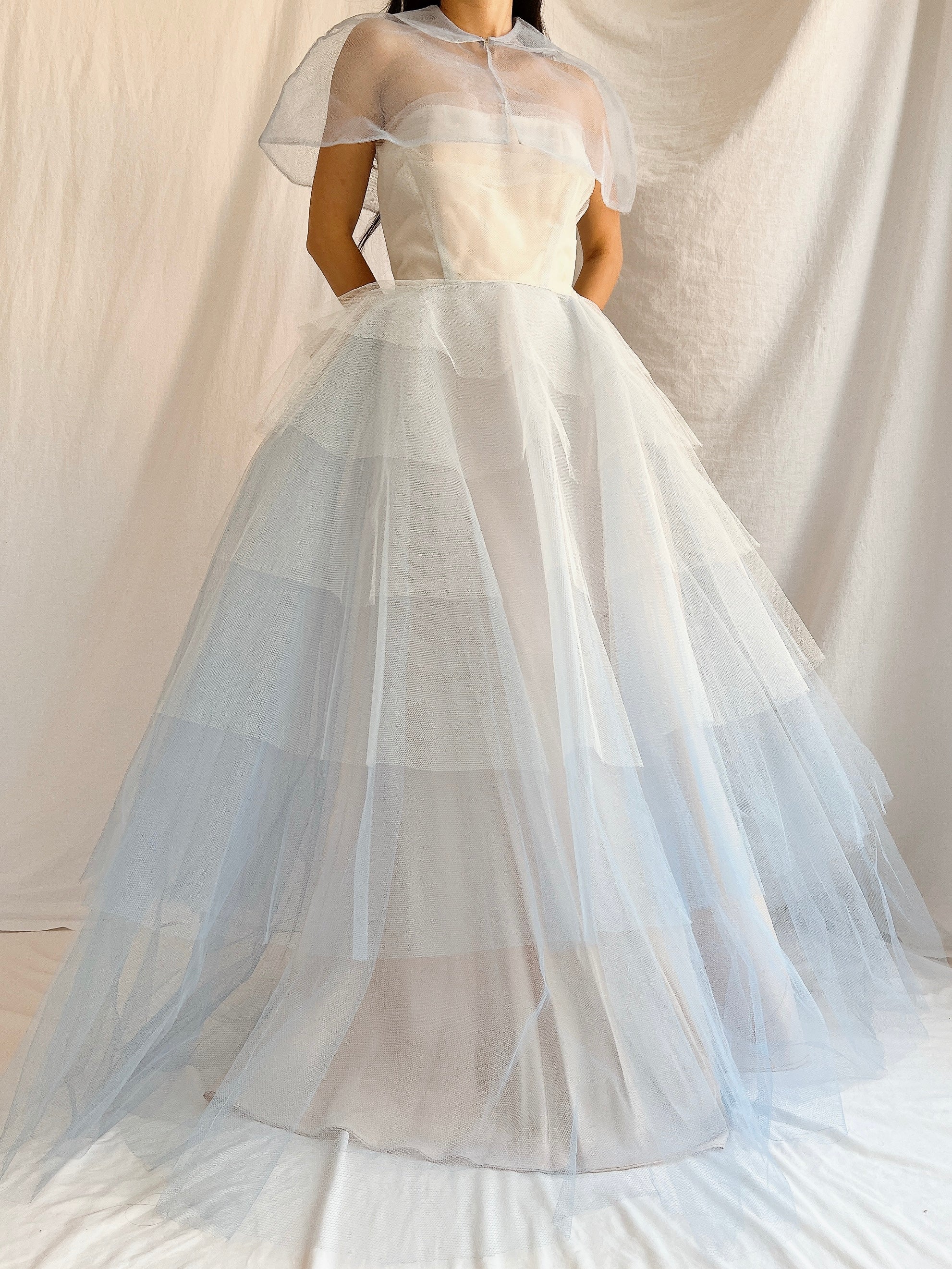1950s Blue Layered Tulle Dress - XS