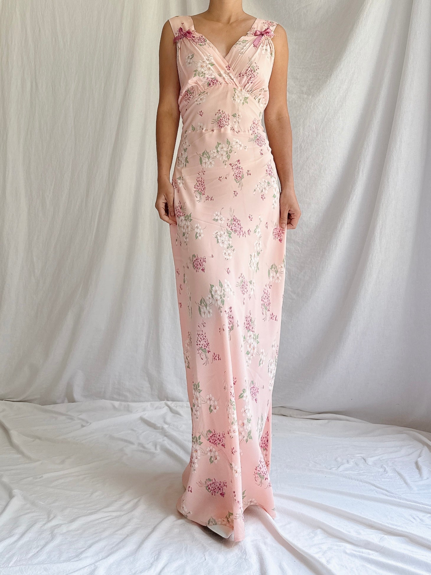 1930s Rayon Floral Dress - S/M