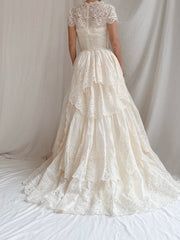 1950s Embroidered Organdy Dress - XS