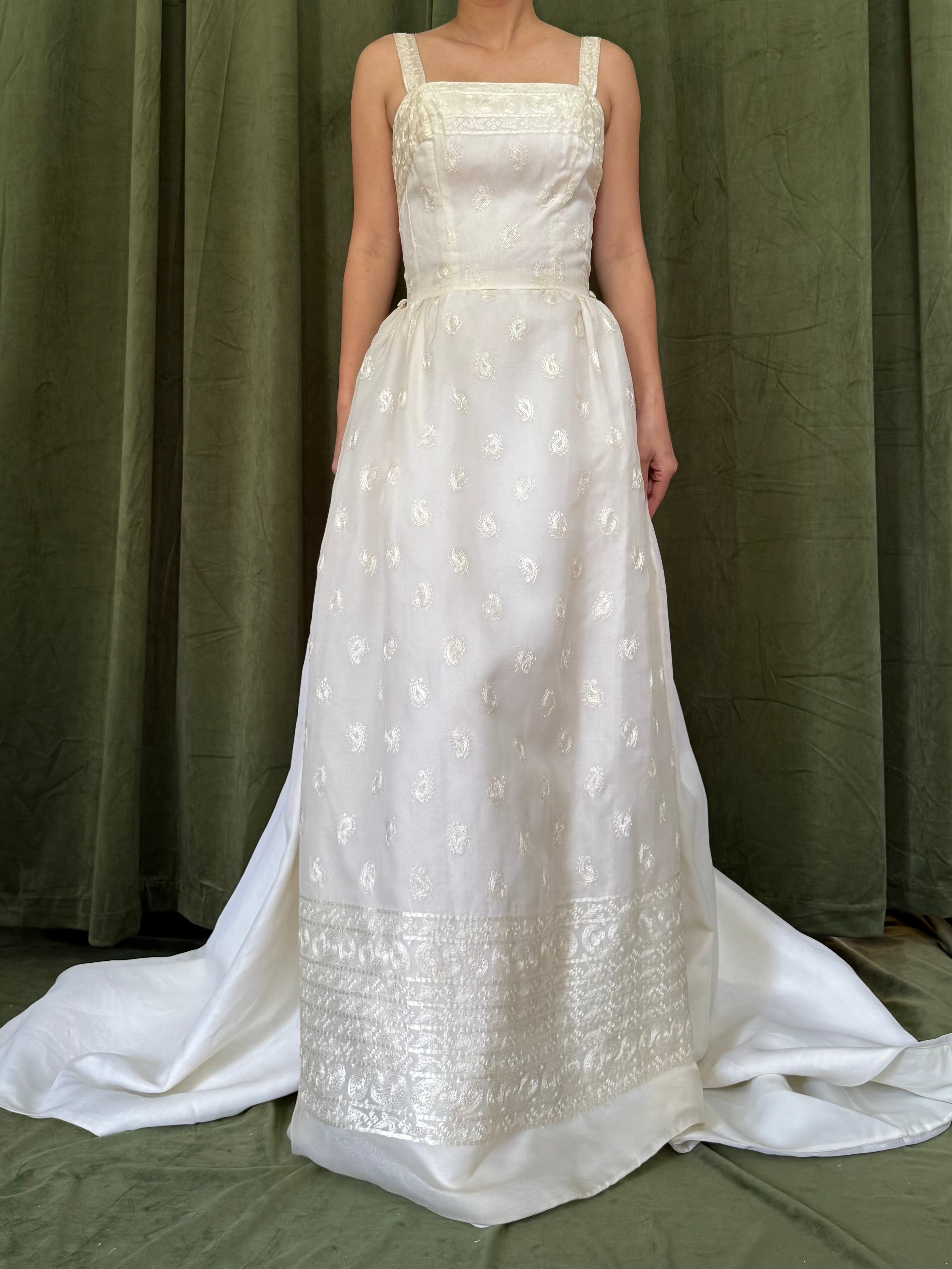 1950s Silk Organza Embroidered 2-Piece Set - XS