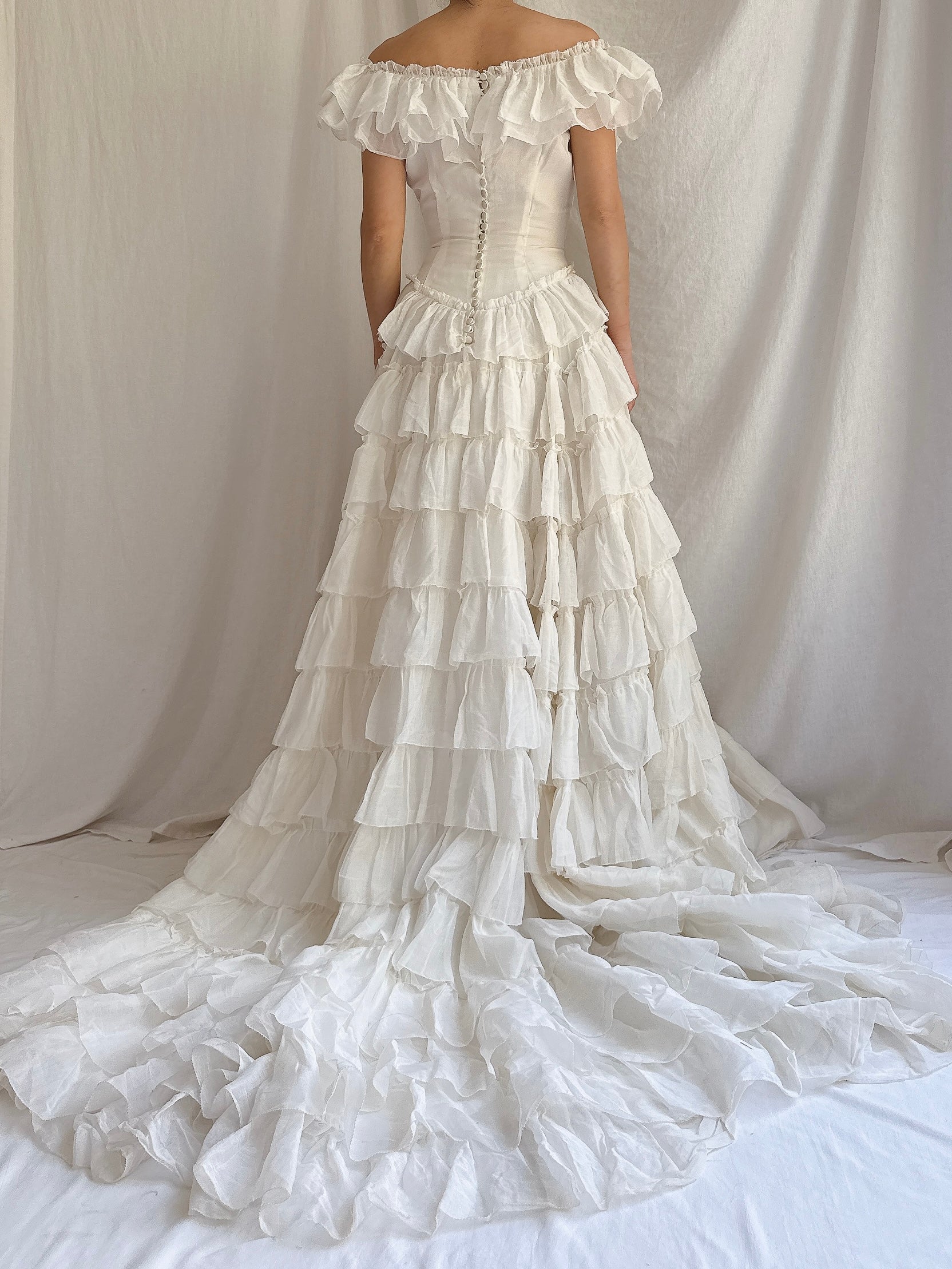 1950s Organdy Tiered Dress - XS
