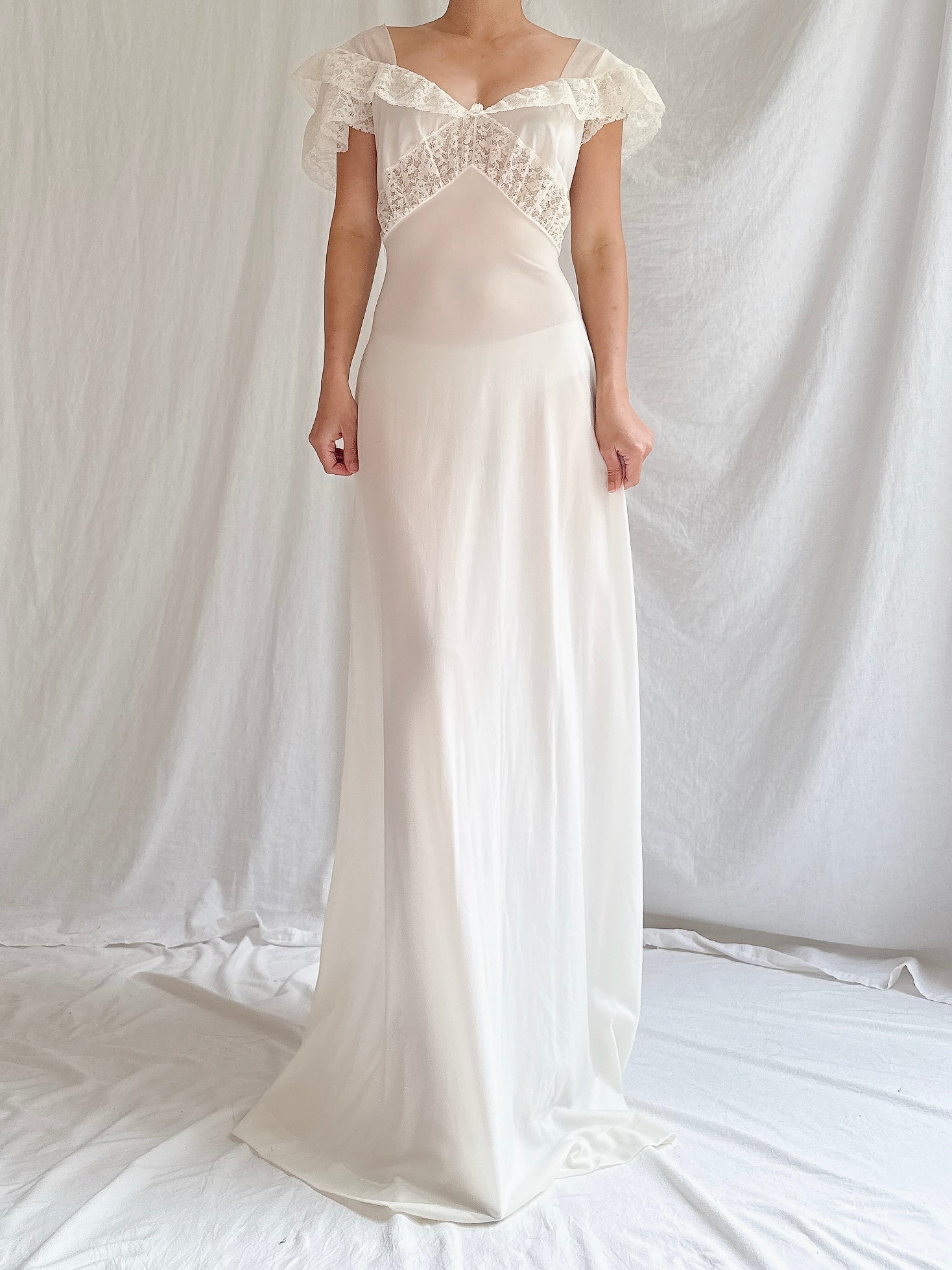1950s Nylon Sheer Slip Dress - S/M