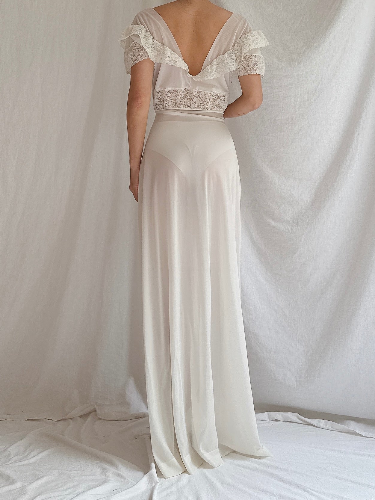 1950s Nylon Sheer Slip Dress - S/M